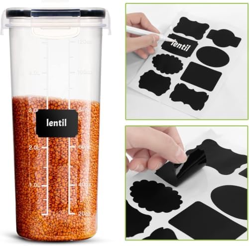 Utopia Kitchen Cereal Containers Storage Set with Lids, 4 Pack, 4L, Clear