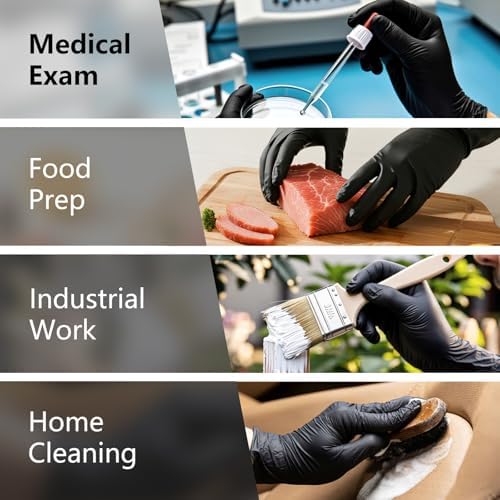 PROMEDIX P Black Disposable Nitrile Gloves, 6Mil 100 Pcs Food Safe Cooking Gloves Latex Free Rubber Gloves for Cleaning Exam