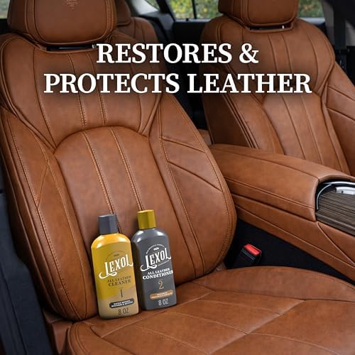 Leather Cleaner and Conditioner Kit by Lexol for Furniture Car Interiors Shoes Handbags, leather cleaner and conditioner two-step system with 2 sponges, 8 oz each