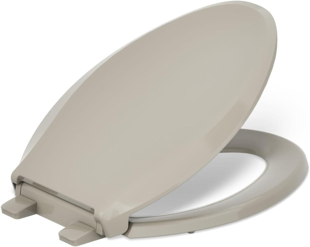 KOHLER 4636-RL-0 Cachet ReadyLatch Elongated Toilet Seat Slow Close, Soft Close Toilet Seat Quiet Lid, Contoured Grip-Tight Bumpers Installation Hardware, Apartment Essentials, White