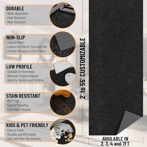 Ottomanson Waterproof Runner Rug 2’x6, Non Slip Indoor Outdoor Door Mat