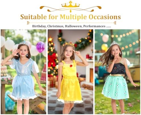 LIMIROLER Princess Dress Up Clothes for Little Girl Role Play Costume Gift Set Princess Dress Up Toys for Toddler Girls