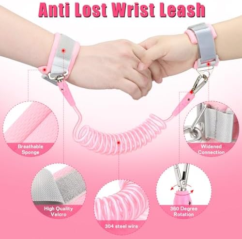 Toddler Leash Anti Lost Wrist Link, Butterfly Kids Safety Harness with 49 Steel Wires for Girls, Walking Wristband Belt for Baby Travel Outdoor Airport Mall Zoo