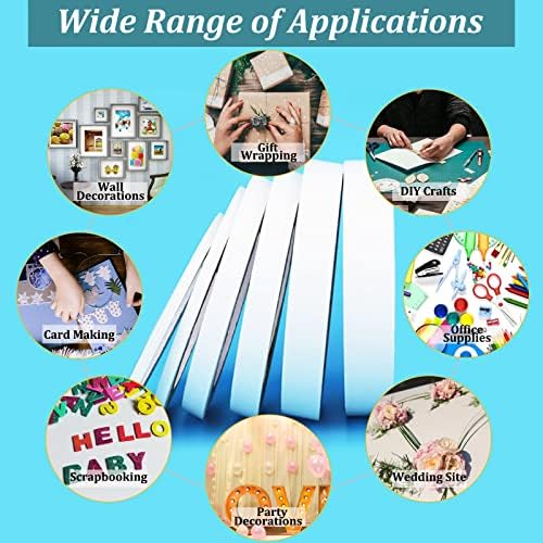 SmaringWing Double Sided Tape for Crafts, 6 Rolls Multi-Size Double-Sided Adhesive Tape for Arts, Photography, Gift Box, Scrapbooking, Card Making, Paper Backing