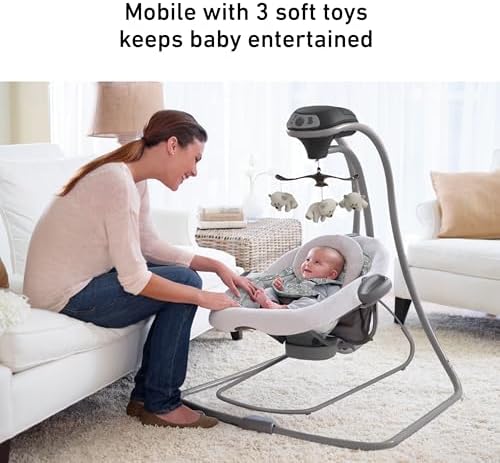 Graco DuetConnect LX Portable Baby Swing and Bouncer, Multi-Direction Baby Bouncer Seat, Multiple Swing Speeds, Great Gift for New Parents, Redmond