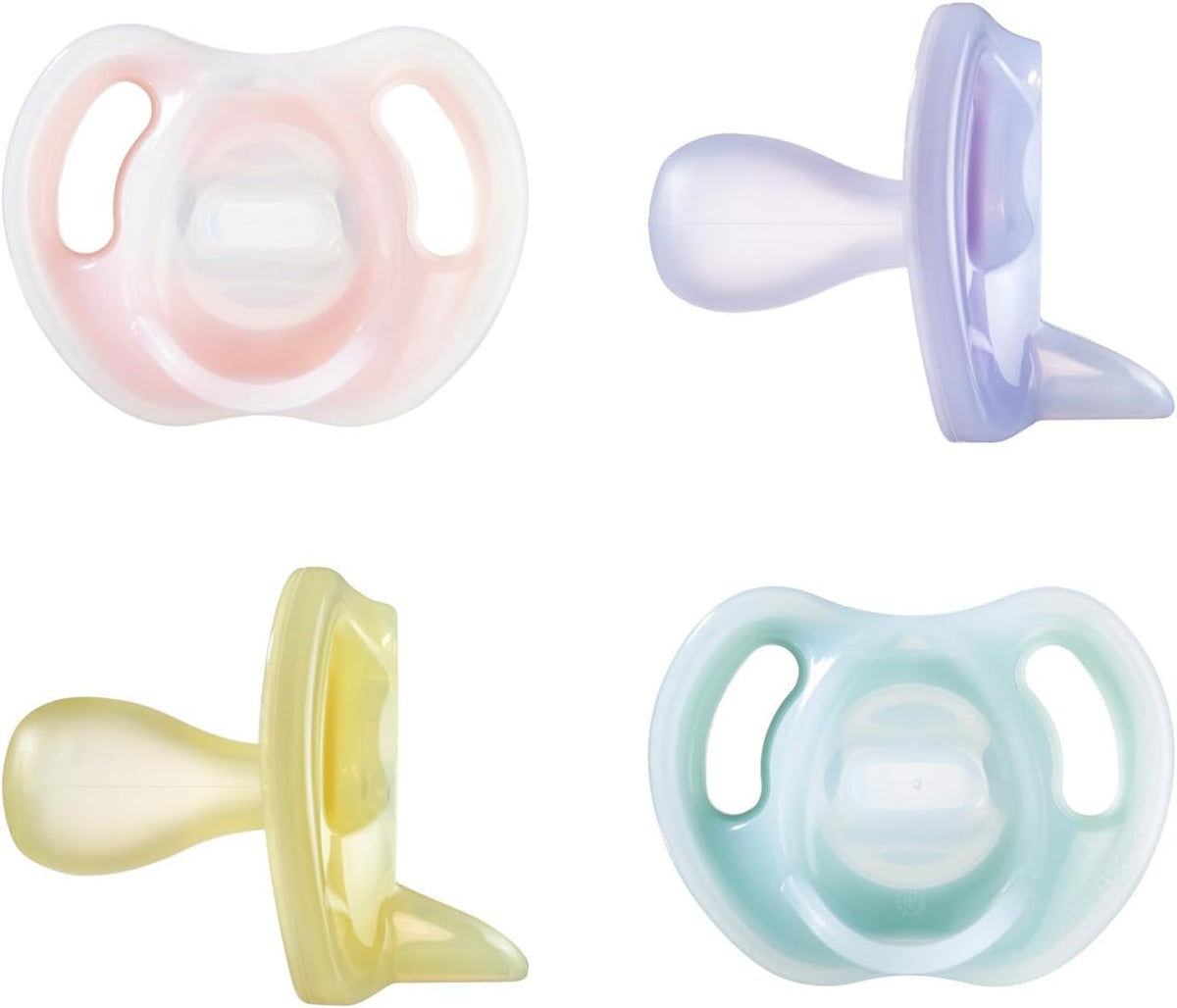 Tommee Tippee Ultra-Light Pacifier, 0-6 Months, Silicone, Pack of 4