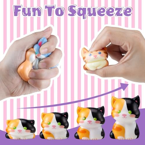 DMIGHT 24PCS Cat Squishy Toys, Cat Party Favors & Classroom Prizes for Kids