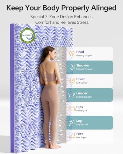 ChiXpace Dual Layer 4 Inch Memory Foam Mattress Topper Queen