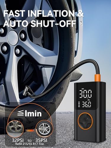 Tire Inflator Portable Air Compressor, 150PSI Fast Inflation