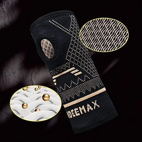 INDEEMAX Copper Wrist Compression Sleeve 1 Pair, Comfortable Hand Brace Support for Arthritis, Tendonitis, Sprains, Workout, Carpal Tunnel - Left & Right - Women and Men