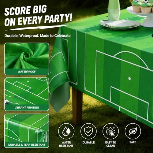 OHOME Soccer Party Decorations - 2 PCS Soccer Tablecloth | 2026 World Soccer Cup Merchandise Birthday Party Decorations - Soccer Party Favors Accessories Supplies for Indoor Outdoor Decor