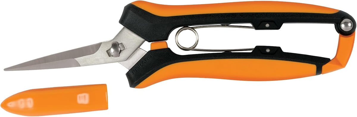 Fiskars 6" Steel Micro-Tip Pruning Scissors, Garden Snips for Small Plants
