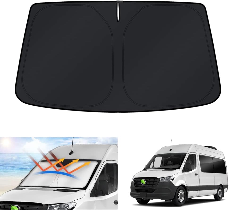 KUST Windshield Sun Shade for 2017-2026 Tesla Model Y/Model 3 Sunshade Accessories (Fit 2025-2026 Model Y Juniper / 2024 Model 3 Highland) Upgraded Foldable Sunshade, Blocks UV Rays Keep Car Cool