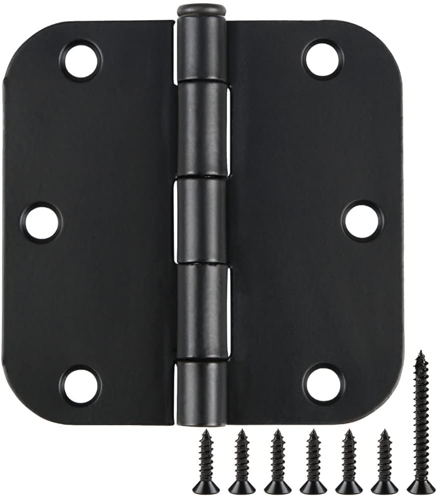 TDCHINGES Rounded Matte Black Door Hinges 3.5 Inch 5/8" Radius Flat 30 Pack