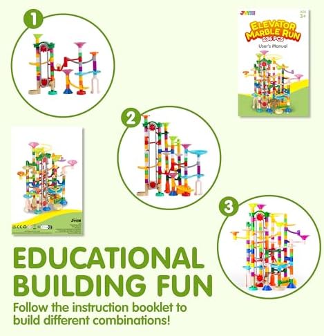 JOYIN 236Pcs Glowing Marble Run with Motorized Elevator- Construction Building Blocks Toys with 30 Glow in The Dark Plastic Marbles, STEM Toy for Boys and Girls, Birthday Gift, Easter Basket Stuffers