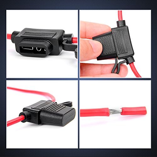 Nilight 10 Pack NI-FH01 Inline Holder 14AWG Wiring Harness ATC/ATO 30AMP Blade Automotive Fuse Holder-10, 2 Years Warranty
