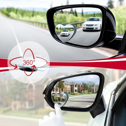 LivTee Blind Spot Mirrors, Heart Shaped HD Glass Frameless Convex Rear View Mirrors, Wide Angle Adjustable Stick for Side Mirror, Automotive Exterior Accessories for Car, SUV & Trucks, Pack of 2