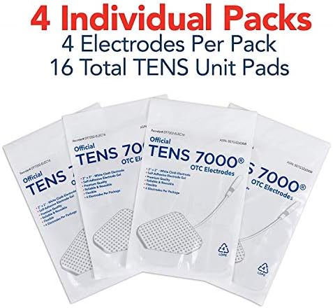 TENS 7000 Official TENS Unit Electrode Pads, 16 Pack - Premium Quality OTC TENS Pads, 2" X 2" - Compatible with Most TENS Machines, Replacement Electrodes Value Pack