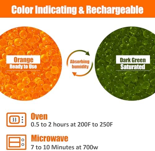 2.2 LBS Orange Silica Gel Desiccant Beads, Reusable & Color Indicating