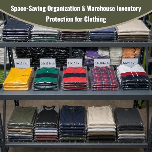 Wowfit 100 CT 14x20 Self Sealing Clear Bags for Packaging, Hoodies, Jackets