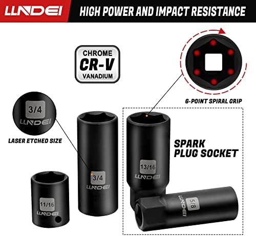 LLNDEI 3/8" Drive Impact Socket Set 95Pcs SAE/Metric