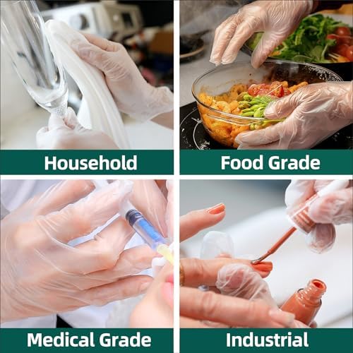 Supmedic Vinyl Disposable Exam Gloves, Clear 4Mil Powder-Free Latex-Free Medical Food-Safe Cooking Cleaning Glove 100&1000 Ct