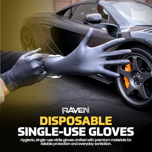 Raven Powder Free Nitrile Disposable Gloves | 7 Mil | Latex Free, Chemical + Puncture Resistant, Single Use |