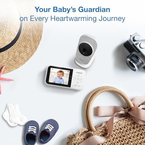 VTech Baby Monitor No WiFi – 19Hr Video Battery, 1000ft Range, Night Vision, Two-Way Talk, Temperature Sensor, Sound-Activated Screen, Lullabies | VM819
