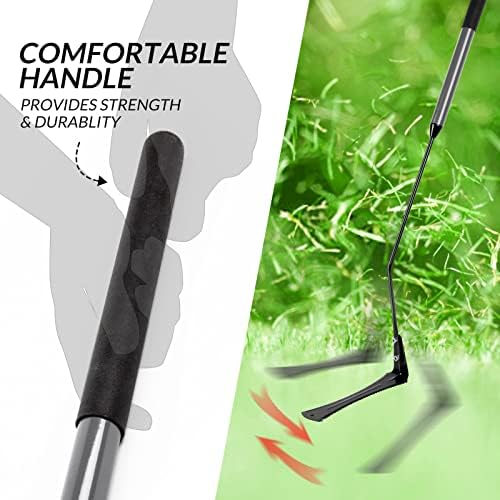 Walensee 39in Serrated Steel Scythe, Grass Whip for Tall Grass & Weeds