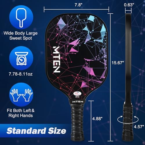 MTEN Pickleball Paddles Set of 2/4/1, USAPA Approved Fiberglass Rackets