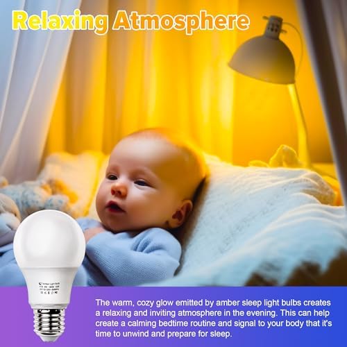 9W Amber Sleep Aid Light Bulbs, 1800K Soft Warm Lighting, 2 Pack