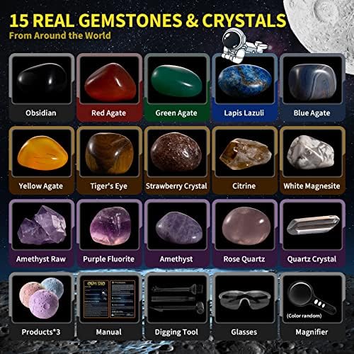 GobiDex 15 Gemstones Dig Kit, Space Science Kit for Kids Ages 6+
