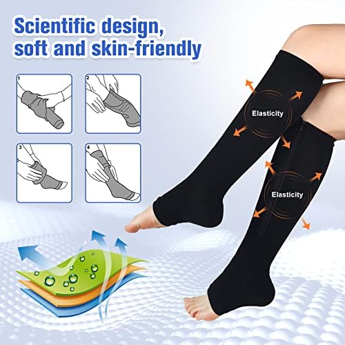 bropite Zipper Compression Socks Women & Men |15-20mmHg Open Toe knee high