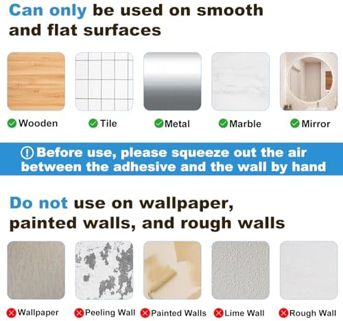Adhesive Bathroom Shelves, 2 Pack Acryilc No Drill Stick on Shelf