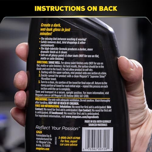 Meguiar's Gold Class High Gloss Premium Quik Detailer, High Lubricity Automotive Quick Detailer Spray that Preserves Wax and Leaves a Deep Dark Shine, 24 Oz Spray Bottle