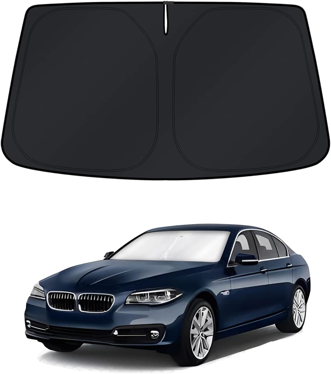 KUST Windshield Sun Shade for 2017-2026 Tesla Model Y/Model 3 Sunshade Accessories (Fit 2025-2026 Model Y Juniper / 2024 Model 3 Highland) Upgraded Foldable Sunshade, Blocks UV Rays Keep Car Cool