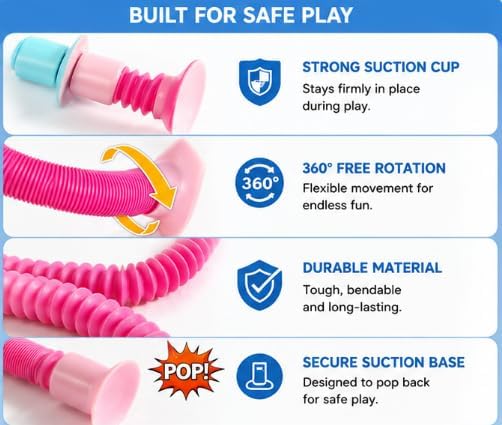 XONTEUS 4 Pcs Pop Tubes Giraffe Travel Airplane Road Trip Car Activities Essential,Telescopic Suction Cup Sensory Toys,Screen-Free Activity for Toddler,Stocking Stuffers for Kids