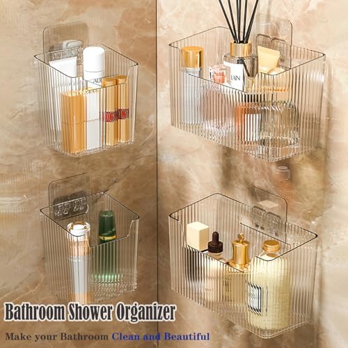 Lae Nuvole Adhesive Cabinet Door Organizer, 2 Pack Wall Shower Caddy, Clear