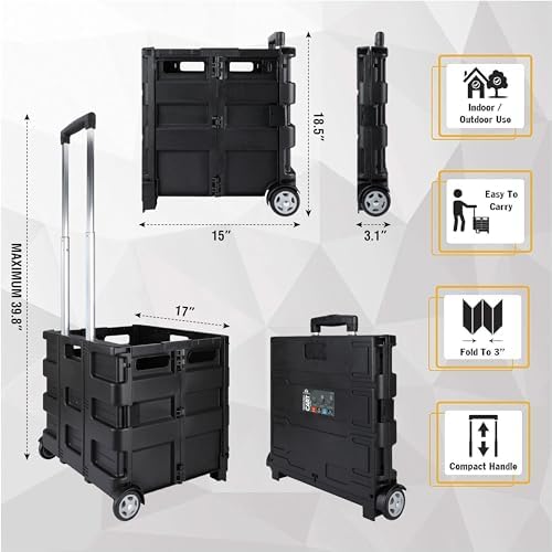 Olympia Tools 85-010 Grand Pack-N-Roll Portable Tools Carrier with Telescopic Handle, 80 Lb. Load Capacity, Black 2025 New Version