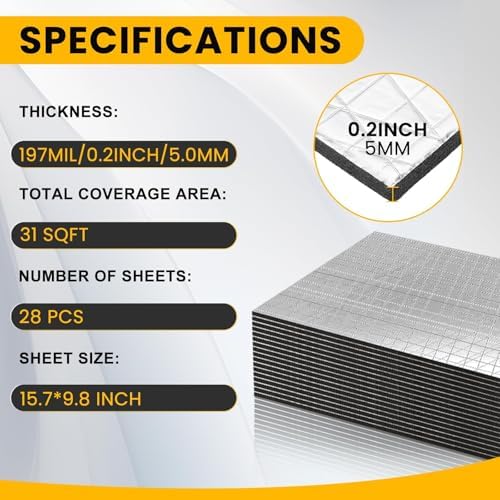 VOISEN Sound Deading Material for Cars,197 mil(5mm) 31 sqft Sound Deadening