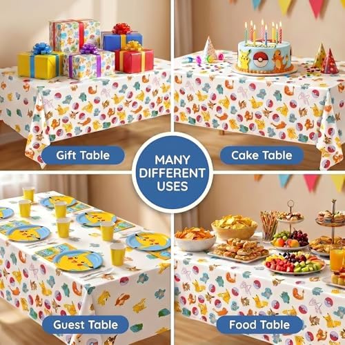 Pokemon Table Cloth 2-Pack - Pokemon Birthday Decorations, Party Supplies