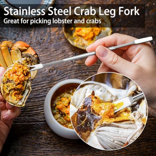 suoundey Seafood Cracker Tool Set With Lobster Sheller Stainless Steel Crab Crackers Crab Leg Fork Seafood Scissors And Storage Bag, Crab Leg Pick Utensils Set Crab Eating Tools (9Pcs)