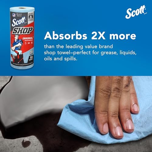 Scott Kimberly-Clark Professional Logistics Supply 75130KC Scott Shop Towels Blue 11 plug X 10,4 plug (27,9cm X 26,4cm), 1 Roll, 55 Per Pack