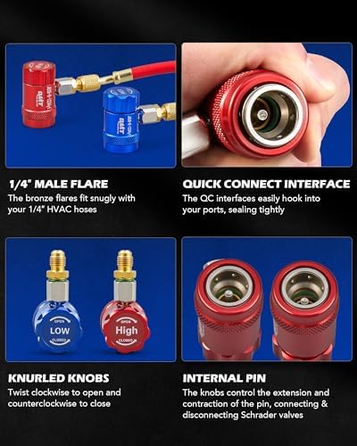 OMT R1234yf Quick Coupler Adapters High Low Pressure Connectors Set