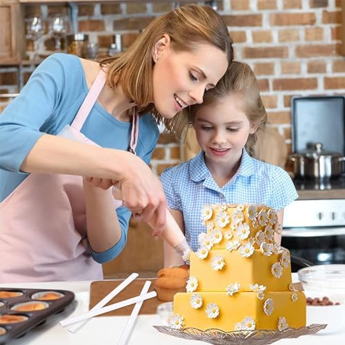 DaTpuik 15PCS 9.5 Inch White Plastic Cake Dowel Rods for Tiered Cake Pillars Construction and Stacking Supporting Cake Round Dowels Straws with 0.4 Inch Diameter Individually Wrapped