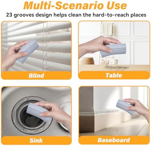 2/4/6/8-Pack Damp Clean Duster Sponge, Magic Sponge Eraser Baseboard Cleaner Tool, Dusters for Cleaning Blinds, Glass, Vents, Railings, Mirrors,Window Track Grooves and Faucets