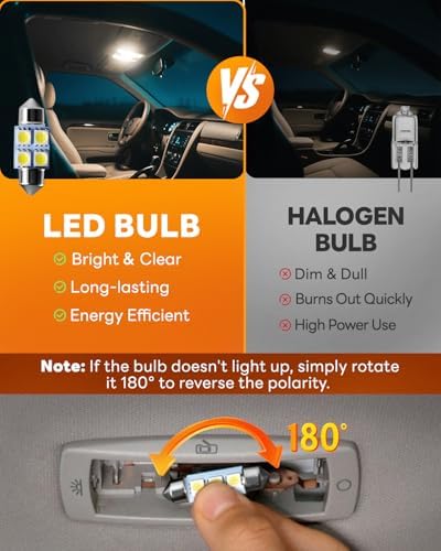 48Pcs Led Interior Car Lights Kit, Premium Bright White Led Bulb (194 T10 T5 De3175 W5W 2825 578 168) | Dome Map Dash Door License Plate Tail Light Bulbs, Interior Lights for Cars, Trucks, Rv, Boat