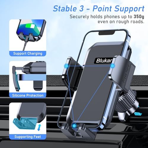 Blukar Car Phone Holder Mount, Super Stable Air Vent Cell Phone Car Mount