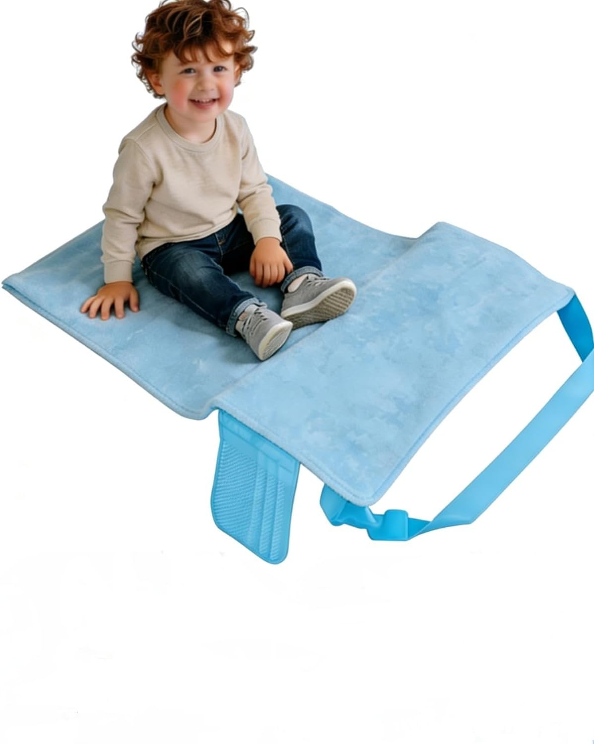 Toddler Airplane Bed, Portable Airplane Seat Extender Travel Bed for Kids, Soft Baby Plane Travel Essentials for Flying, Toddlers Long Flight Must Haves Footrest - Large Size Black