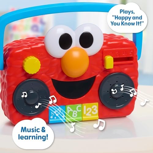 Sesame Street Elmo Take Along Boombox with Lights & Sounds, 5.5-inch Interactive Toy, Learning and Education, Kids Toys for Ages 2 Up by Just Play